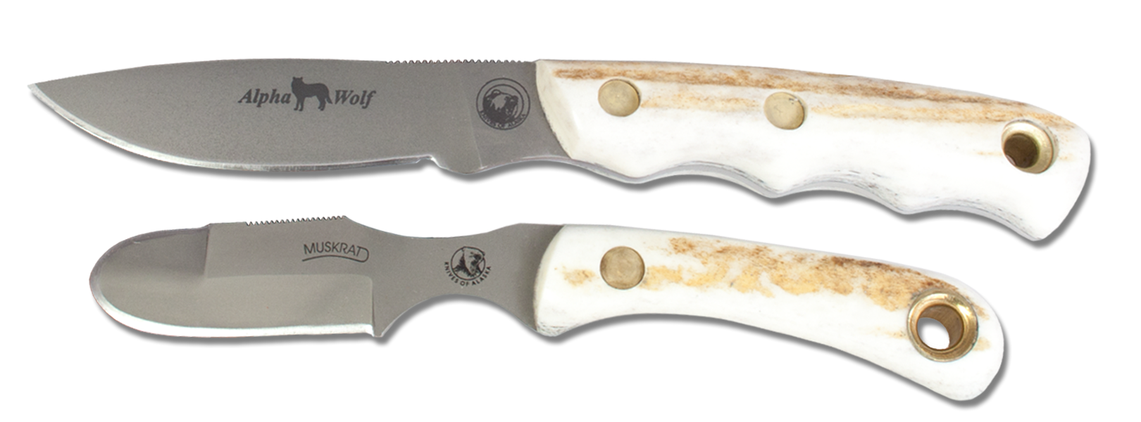 Knives of Alaska Light Hunter / Cub Bear Combination Knife Set(D2 / Stag  Handle) W/Dual Leather